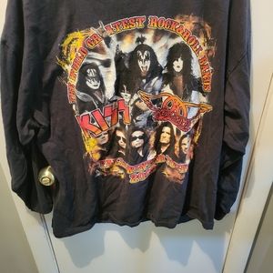 Vintage Kiss and Aerosmith long sleeve concert tee